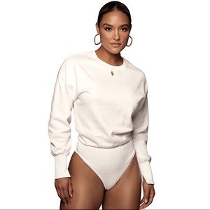JLUXLABEL WHITE AMBREAL CREW NECK BODYSUIT
